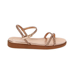 Sandales plates rose-or en laminé avec pierres, Primadonna, 232734204LPRAOR035, 001 preview