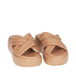 Sandalias nude de piel, cuña 5,5 cm, Primadonna, 194305147PENUDE036, 002a