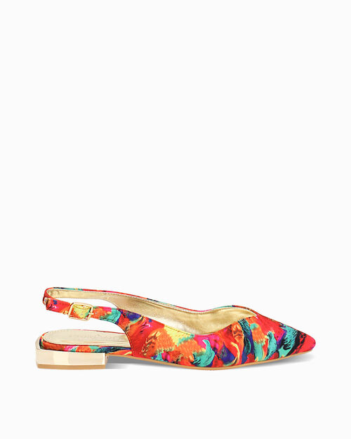 Ballerine slingback donna multicolor in raso, MULTI COLOR-ORANGE