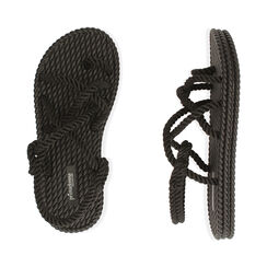 Sandales de plage en tissu noir, FIN DE COLLECTION, 170909002TSNERO035, 003 preview