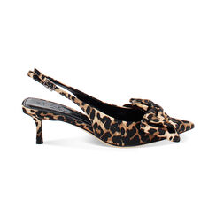 Décolleté slingback donna leopard con fiocco, tacco 5,5 cm, Primadonna, 252115911RSLEOP035, 001 preview