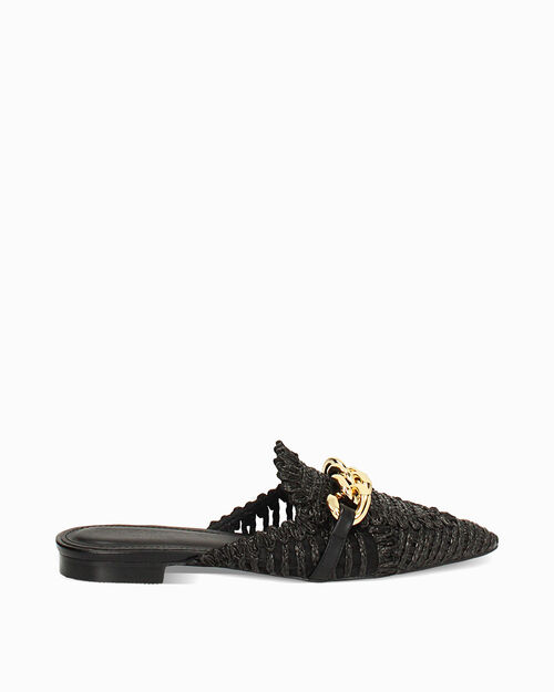 Sabot donna neri in raffia, BLACK