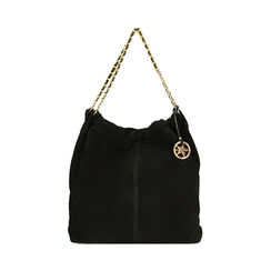 Borsa a spalla nera in camoscio, Primadonna, 22U309912CMNEROUNI, 001 preview