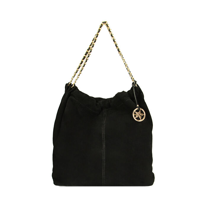Borsa a spalla nera in camoscio, Primadonna, 22U309912CMNEROUNI