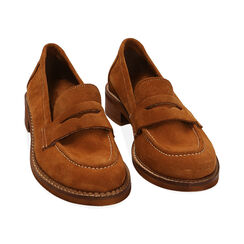 Mocassini cognac flat in camoscio, Primadonna, 21A503022CMCOGN035, 002 preview