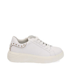 Sneakers bianche borchiate, 212833523EPBIAN036, 001a