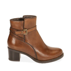 Bottines en cuir cognac, talon 6 cm , Primadonna, 20L923045PECOGN036, 001a