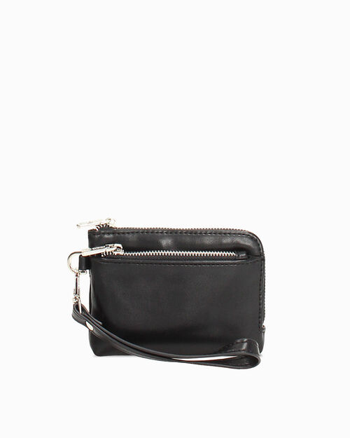 Cartera negra con cadena plateada, BLACK