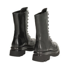 Bottines à lacets en cuir véritable noir avec talon de 4,6 cm, Primadonna, 26N525067PENERO035, 004 preview