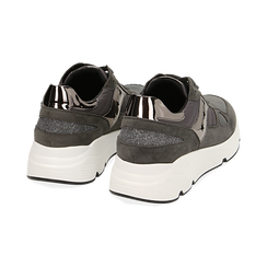Sneakers grises en tissu technique, compensée 4 cm, Soldés, 162801993TSGRIG036, 004 preview