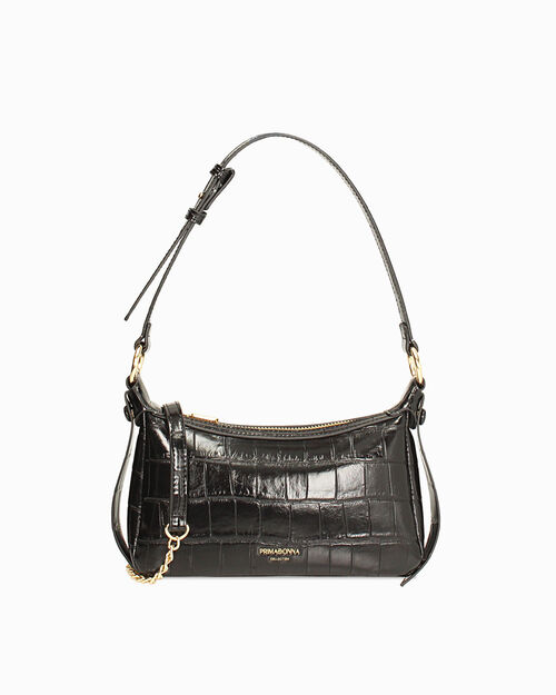 Mini sac noir effet crocodile