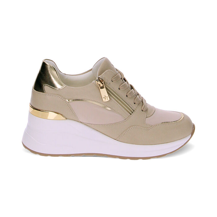 Sneakers beige con zeppa, Primadonna, 232850910EPBEIG038