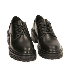 Zapatos negros con cordones, tacón de 4,5 cm., Primadonna, 200624804EPNERO035, 002a