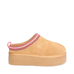 Scarponcini invernali in camoscio camel con suola in gomma di 4,5 cm, Primadonna, 26N801253CMCAME035, 001a