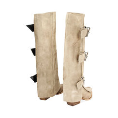 Stivali texani taupe in camoscio, tacco 7 cm, Scarpe, 23L600303CMTAUP035, 003 preview