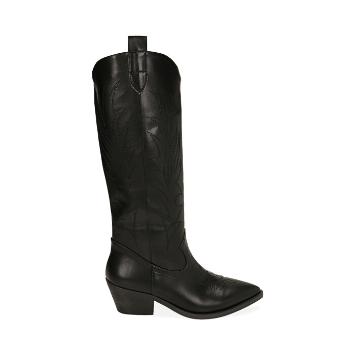 Stivali donna texani neri tacco 5 5 cm Primadonna Collection