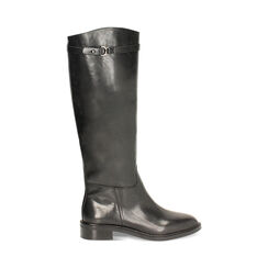 Stivali in pelle nera con tacco 3 cm, Primadonna, 26N530006PENERO036, 001a