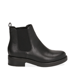 Chelsea boots neri in eco-pelle, tacco 4 cm , Scarpe, 140692012EPNERO036, 001a