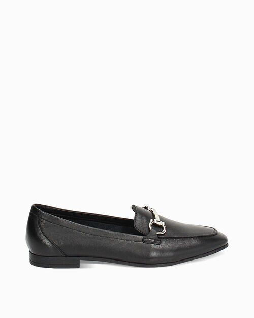 Mocassino nero in pelle, BLACK