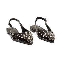 Ballerina slingback nera con borchie lucide, Primadonna, 264906053SBNERO041, 003 preview