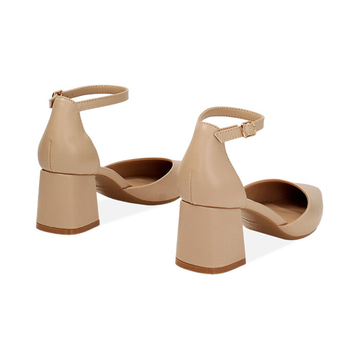 Décolleté open shank donna beige, tacco largo 6,5 cm | Primadonna ...