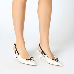 Décolleté slingback donna panna con fiocchetto, Primadonna, 254931517EPPANN036, 002a