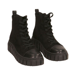 Sneakers nere in microfibra, suola 4,5 cm , Special Price, 182621241MFNERO036, 002 preview