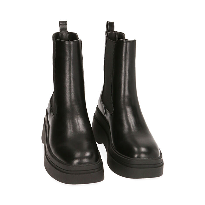Bottines Chelsea femme noires plateforme talon 7 cm