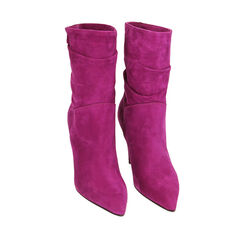 Ankle boots fucsia in camoscio, tacco 10 cm, Primadonna, 20L660062CMFUCS035, 002a