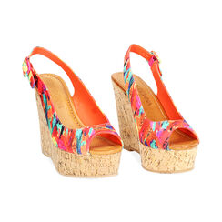 Zeppe donna multicolor arancio in raso, Primadonna, 254907982RSMUAR035, 003 preview