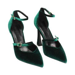 Open shank verdi in velluto, tacco 9,5 cm, Primadonna, 242159745VLVERD039, 002 preview