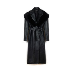 Trench nero da donna con collo in pelliccia sintetica, Primadonna, 266541207EPNEROM, 001a