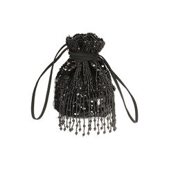 Mini bag a sacchetta nera in paillettes, Primadonna, 265126675PLNEROUNI, 001 preview