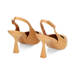 Décolleté slingback camel, tacco 8 cm, Primadonna, 234934803EPCAME035, 003 preview