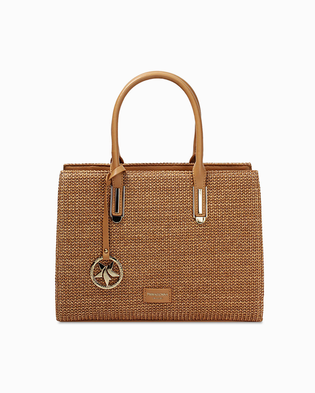 Borsa a mano cognac con tracolla removibile