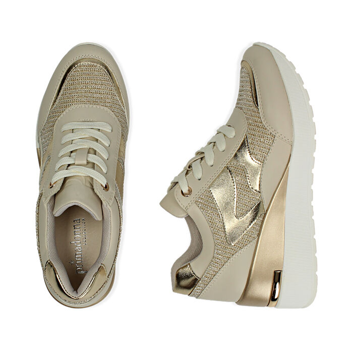Sneakers beige, zeppa 7 cm | Primadonna Collection