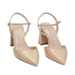 Décolleté slingback beige, tacco largo 7,8 cm, 232104030EPBEIG038, 002a