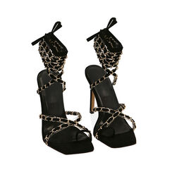 Sandali lace-up neri in microfibra, tacco 10,5 cm , Primadonna, 192113503MFNERO036, 002 preview