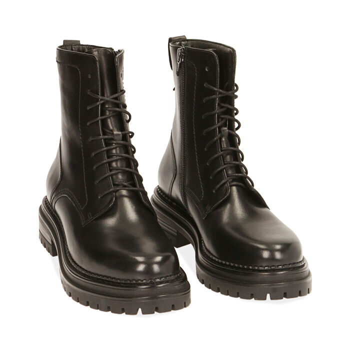 Botas planas de piel color negro Myers L-046 W13107-A