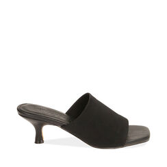 Mules nere in lycra, tacco 6,5 cm , SPECIAL SALE, 192711508LYNERO037, 001a