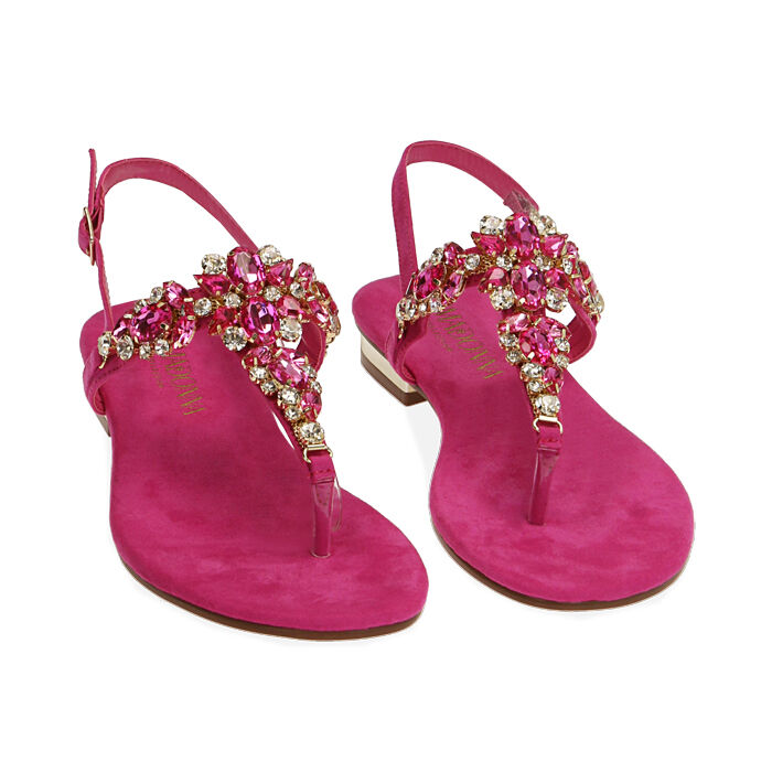 Sandali donna flat gioiello fucsia in microfibra Primadonna