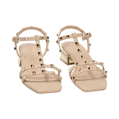 Sandali beige con borchie, Primadonna, 234911689EPBEIG036, 002 preview