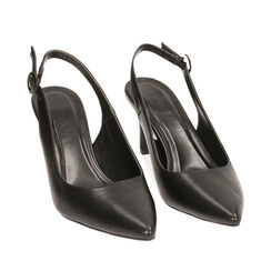 Zapatos destalonados negros, tacón 7 cm, REBAJAS, 192133673EPNERO038, 002a