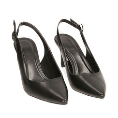 Slingback nere, tacco 7 cm , Primadonna, 192133673EPNERO035, 002a