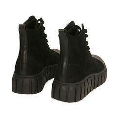 Sneakers nere in microfibra, suola 4,5 cm , Special Price, 182621241MFNERO036, 004 preview
