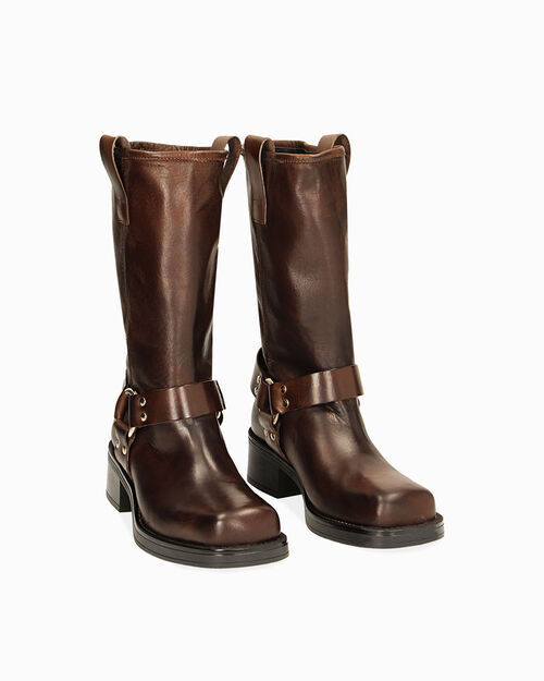ZAPATOS BIKER PIEL MORO, DK BROWN