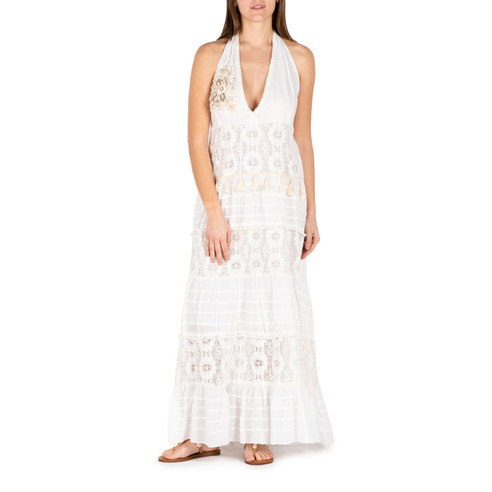 abito bianco lungo cotone