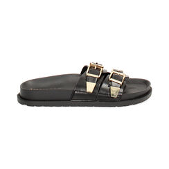 Sandali flat neri con doppia fibbia, Ultime occasioni, 23U508582EPNERO036, 001 preview