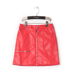 Minigonna rossa in eco-pelle con zip, effetto snake skin,