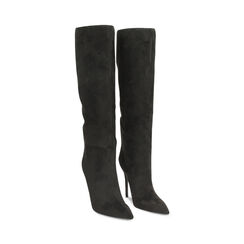 Bottes noires en microfibre avec talon de 10 cm, Primadonna, 262104501MFNERO035, 003 preview